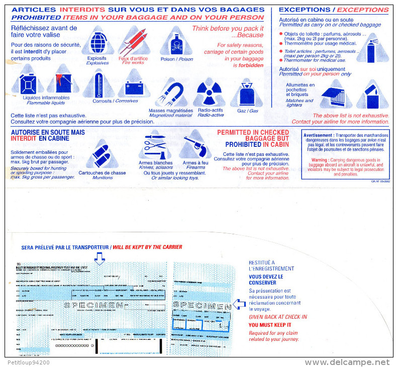 POCHETTE TICKETS/DOCUMENTS VOYAGE  Aviation Commerciale   AIR FRANCE - Billetes