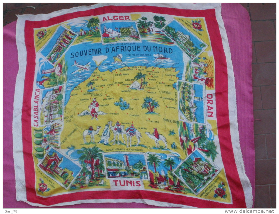 Foulard SOUVENIR D'AFRIQUE DU NORD - Alger - Casablanca - Oran - Tunis - Foulards