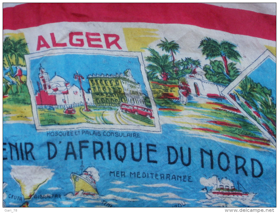 Foulard SOUVENIR D'AFRIQUE DU NORD - Alger - Casablanca - Oran - Tunis - Foulards