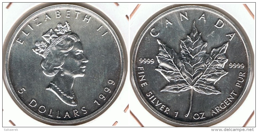 CANADA 5 DOLLARS  OUNCE 1999 PLATA SILVER D21 - Canada