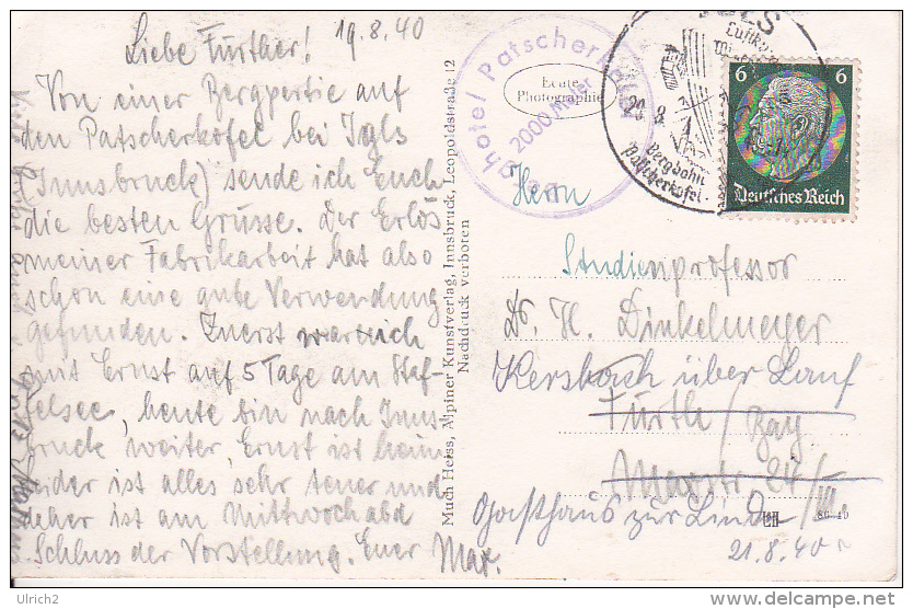 AK Patscherkofelseilbahn Gegen Zugspitze - Stempel Berghotel Patscherkofel - 1940 (15761) - Igls