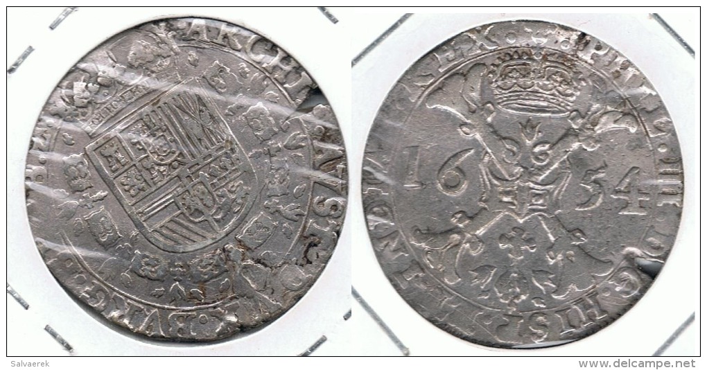 ESPAÑA FELIPE IIII PATAGON 1654 PLATA SILVER - Spanische Niederlande