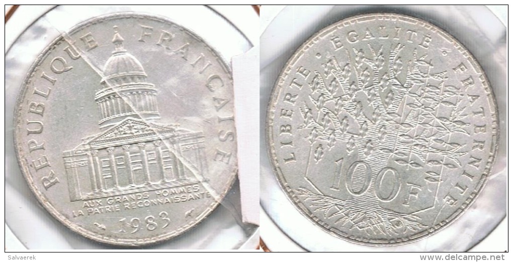 FRANCIA FRANCE 100 FRANCS PANTEON 1983 PLATA SILVER.D30 - Altri & Non Classificati
