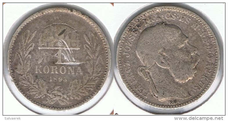 HUNGRIA IMPERIO CORONA 1893 PLATA SILVER D29 - Hungría