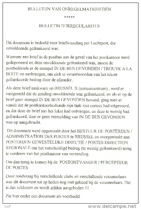 Roodfrankeering (80,50 Fr) !!!! Op BULLETIJN VAN ONREGELMATIGHEDEN Stempel FONTAINE-L'EVEQUE (zeldzaam Dokument) - 1960-1979