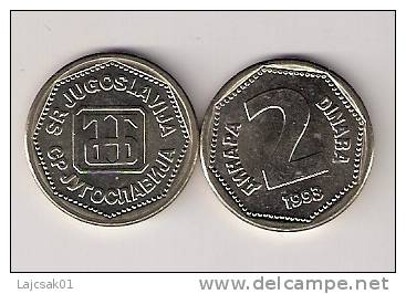 Yugoslavia 2 Dinara 1993. UNC KM#155 - Jugoslavia