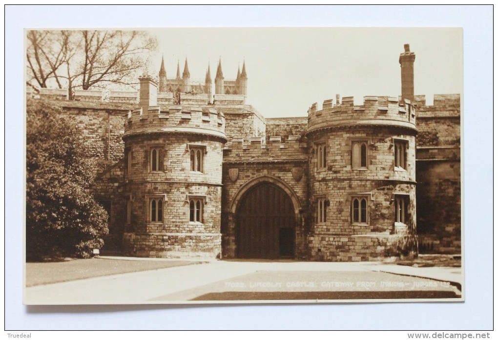 LINCOLN CASTLE, GATEWAY FROM INSIDE, ENGLAND, Real Photo Postcard RPPC - Lincoln