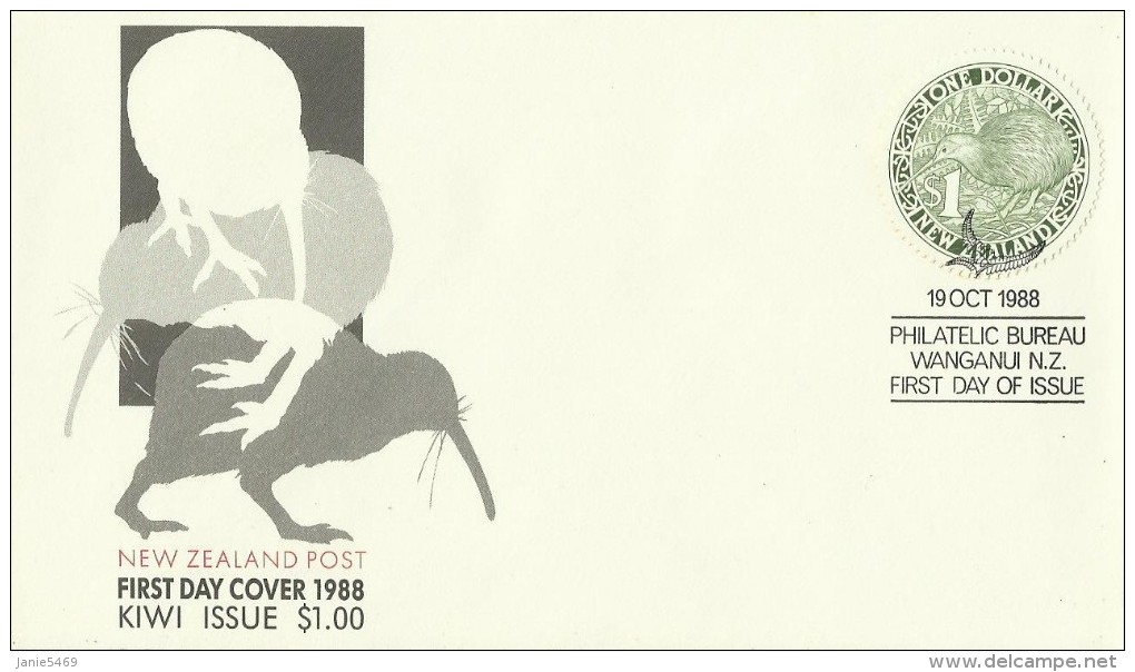 New Zealand 1988  Green Kiwi FDC - FDC