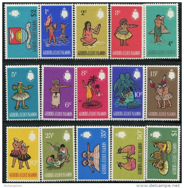 GN0674 Gilbert 1968 Folk Dance Costume Emblem 15v MNH - Gilbert & Ellice Islands (...-1979)