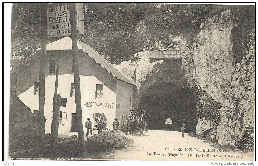 Savoie : Les Echelles, Le Tunnel, Attelage, Belle Carte Animée - Les Echelles