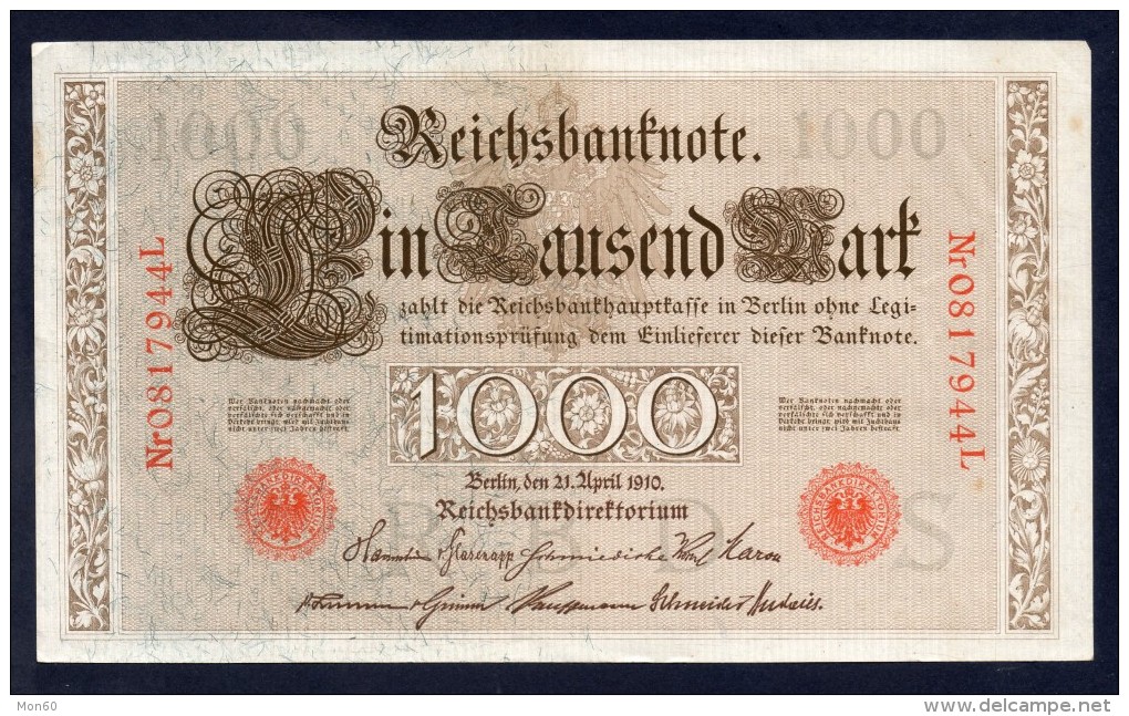 Germania - Banconota 1000 Marchi Del 1910, Conservazione BB - 1000 Mark