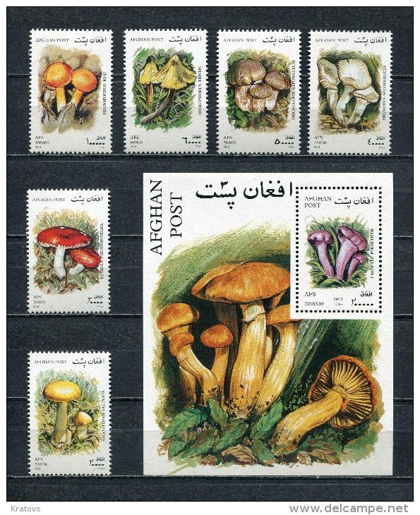 AFGHANISTAN 2001 Mi # 1951 - 1956 + Block 120 MUSHROOMS MNH - Afghanistan