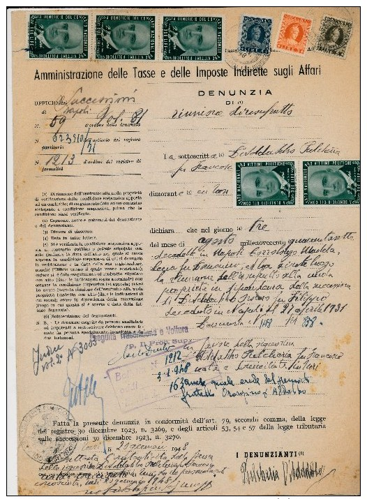 1948 PRO VITTIME POLITICHE MARTINI 2 LIRE VERDE X 5 SU DOCUMENTO COMPLETO - Altri & Non Classificati