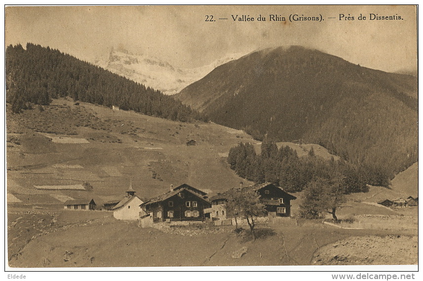 22 Vallée Du Rhin Grisons Pres De Dissentis Chalet Cie Suisse Chemin De Fer Furka Brigue Furka Dissentis 1914 - Sent