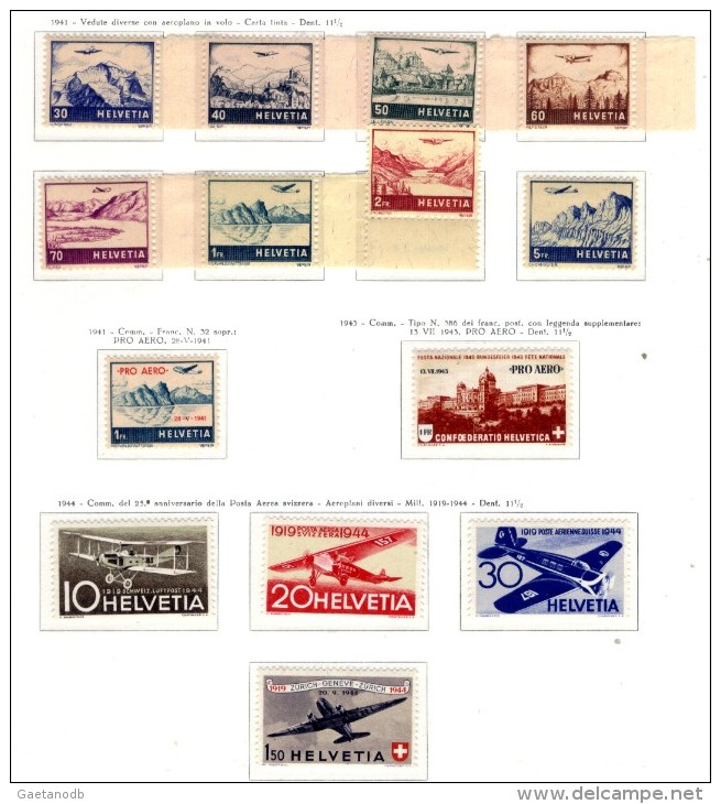 Svizzera--MF-0078 - 1941/1944 - Posta Aerea - Unificato:  A27/A39 (++/+) MNH/MLH - Privi Di Difetti Occulti. - Neufs