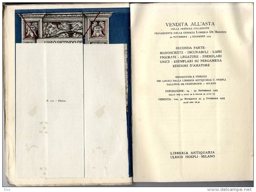 LIBERIA ANTIQVARIA  VLRICO HOEPLI  MILANO 1925  -  NOMBREUSES ILLUSTRATIONS - Livres Anciens