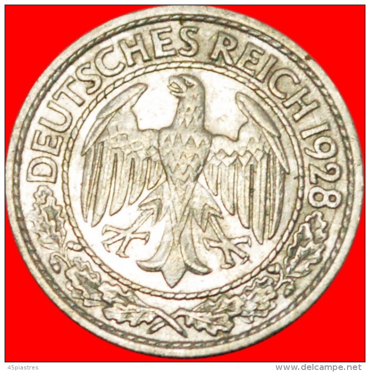 * EAGLE (1927-1938): GERMANY★ 50 PFENNIG 1928A UNCOMMON!  LOW START&#9733;NO RESERVE! - 50 Rentenpfennig & 50 Reichspfennig