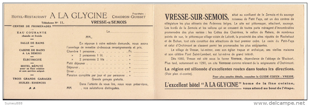 Vresse S/Semois - Hôtel 'A La Glycine" (garage, Format Carte Postale Mais Publicité) - Vresse-sur-Semois