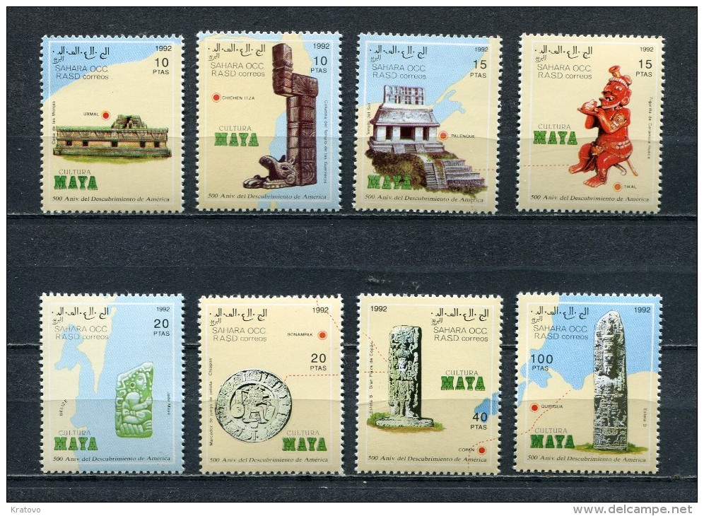 SAHARA OCC 1992 500 YEARS DISCOVERY Of AMERICA MAYA CULTURE MNH - Fantasy Labels