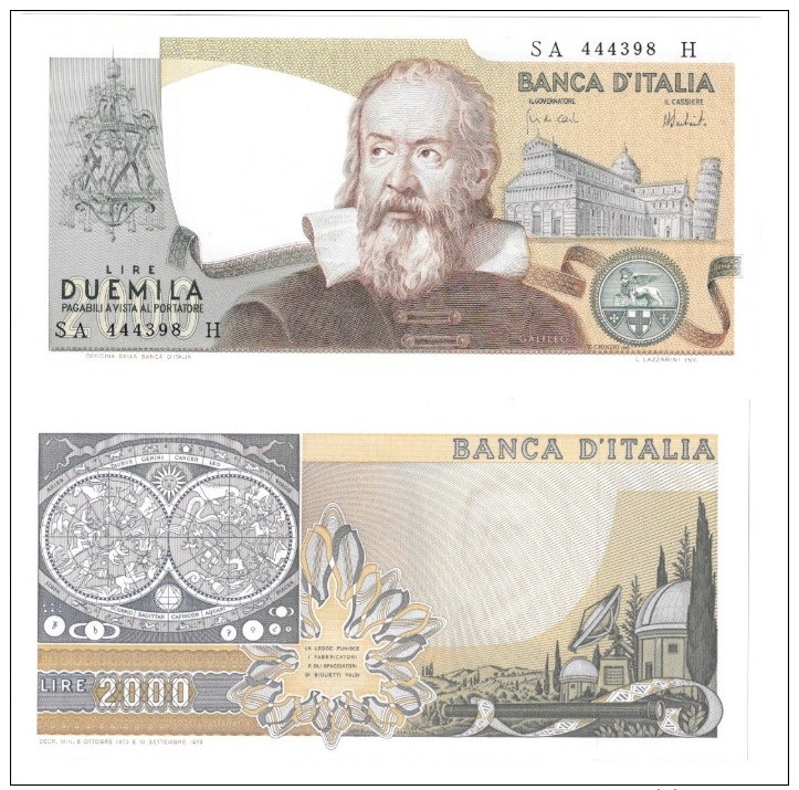 L2000 Galileo Carli Barbarito 08 10 1973 - 2.000 Lire