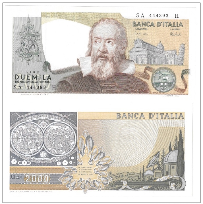 L2000 Galileo Carli Barbarito 08 10 1973 - 2.000 Lire