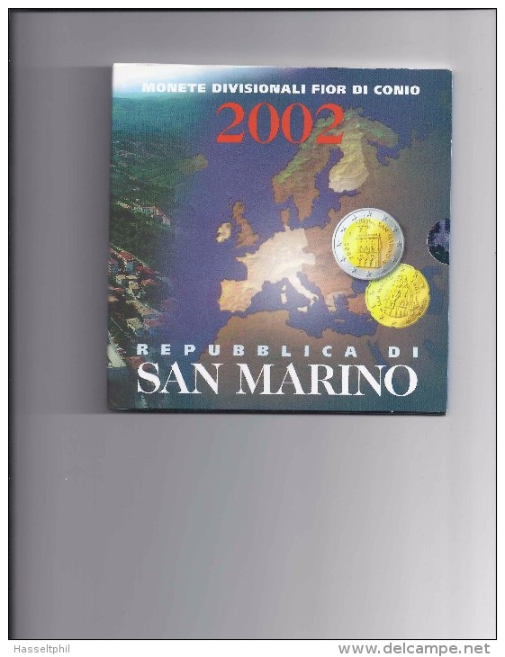 SAN MARINO EUROMUNTEN BU-set 2002 -  1ste Officiële Uitgave - VOLLEDIGE REEKS - San Marino