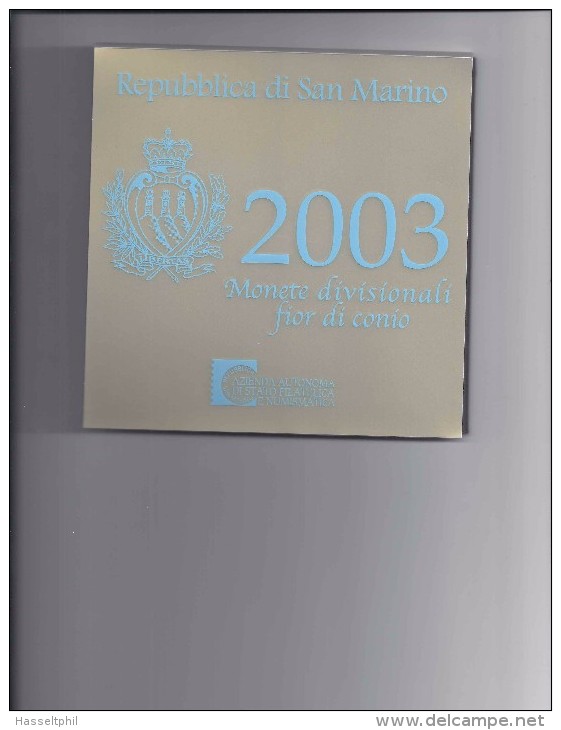 SAN MARINO EUROMUNTEN BU-set 2003 -  VOLLEDIGE REEKS + 5 EURO ZILVER - San Marino