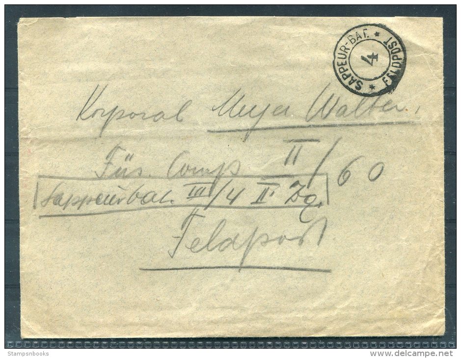 Switzerland Suisse Feldpost 4 Sappeur Cover - Postmarks