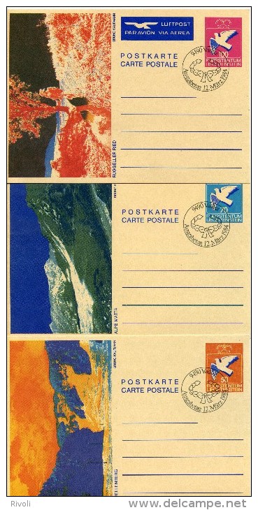 LIECHTENSTEIN 1984 3 ENTIERS POSTAUX OBLITERE POSTKART MICHEL N° 81-82-83 - Stamped Stationery