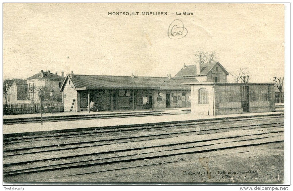 CPA 95 MONTSOULT MOFLIERS LA GARE 1918 - Montsoult