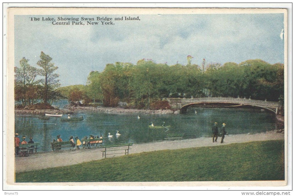 The Lake, Showing Swan Bridge And Island, Central Park, New York - Central Park