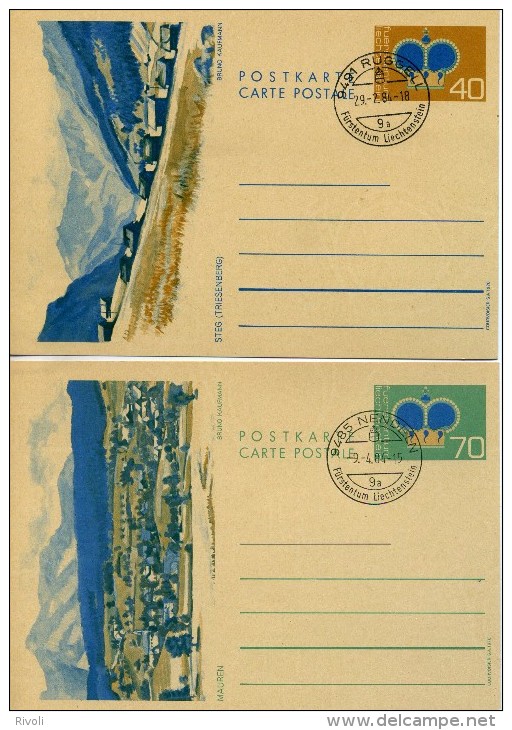 LIECHTENSTEIN 1984 2 ENTIERS POSTAUX OBLITERE POSTKART BRUNO KAUFMANN - Stamped Stationery