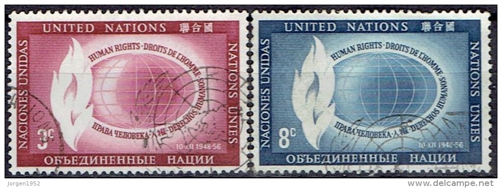 UNITED NATIONS #STAMPS FROM 1956  STANLEY GIBBON 47-48 - Gebruikt