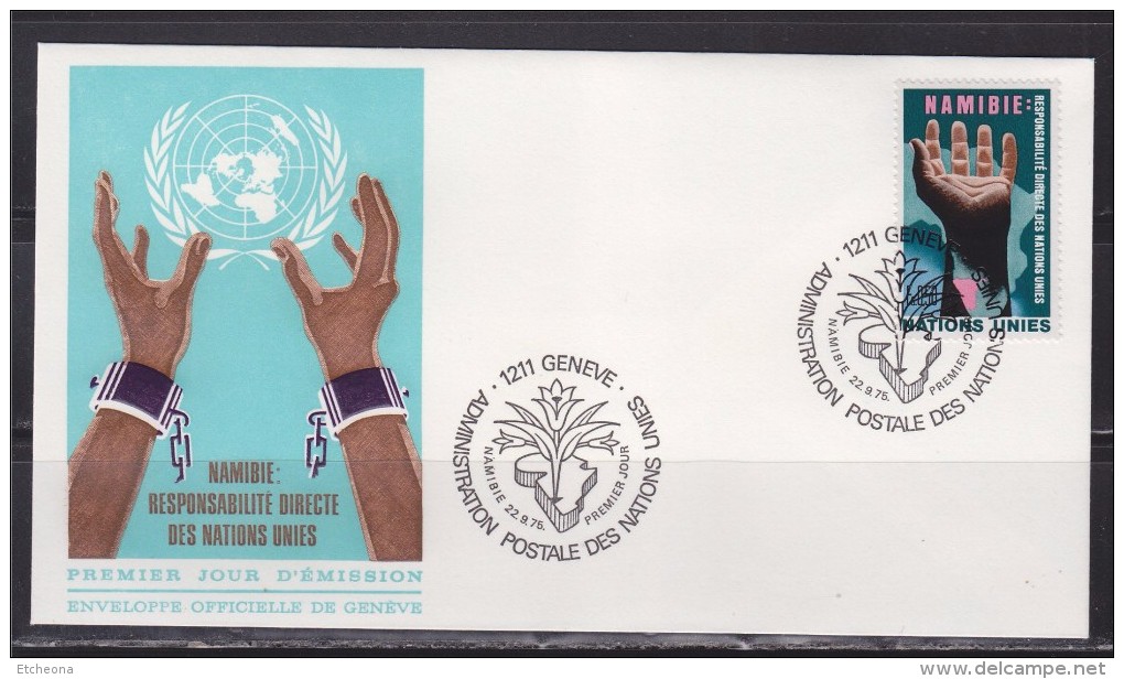 = La Namibie Enveloppe 1er Jour Nations-Unis Genève 22.9.75 N°52 Responsabilité Directe Des Nations Unis - FDC