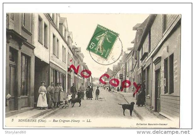 Cpa 00350, Songeons , Rue Crignon Fleury - Songeons