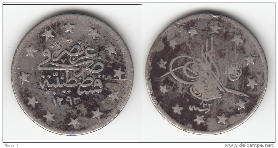 **** TURQUIE - TURKEY - 2 KURUSH AH1293/22 (1896) ABDUL HAMID II - ARGENT - SILVER **** EN ACHAT IMMEDIAT !!! - Türkei