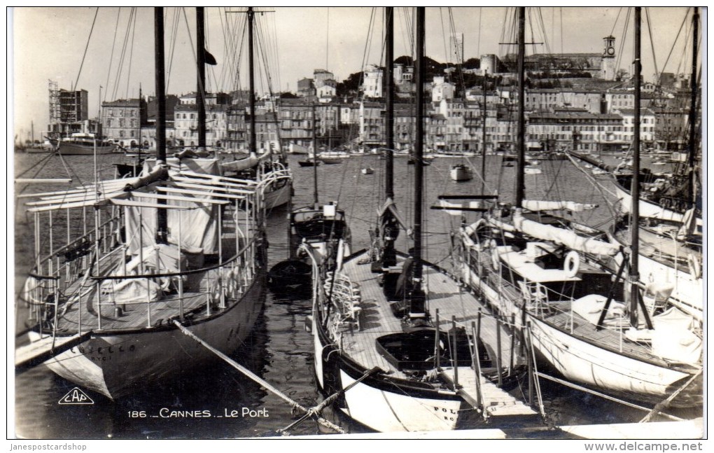 REAL PHOTOGRAPHIC POSTCARD - CANNES - LE PORT - SAILING BOATS ETC BY C.A.P. - Cannes