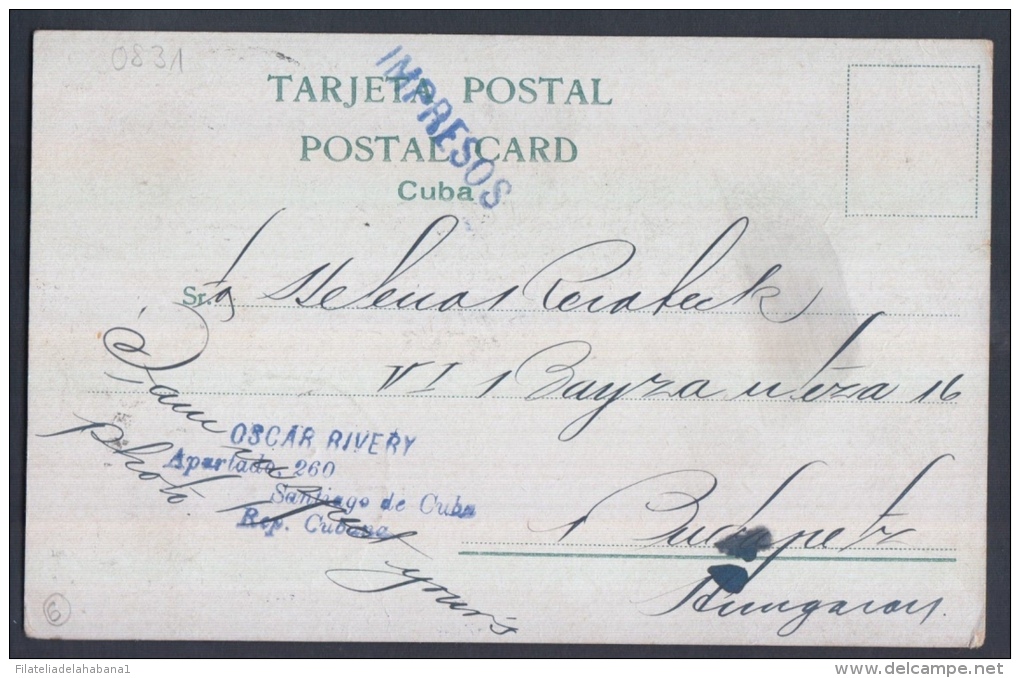 POS-55 CUBA.1908. TARJETA POSTAL A HUNGRIA. HUNGARY. POSTCARD. STREET SELLER WATER. VENDEDOR DE AGUA. - Oblitérés