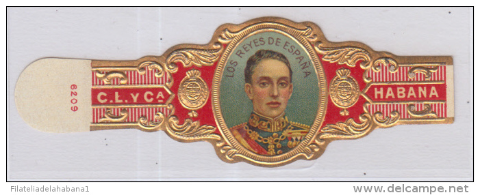 TAB-2 CUBA SPAIN ESPAÑA. TOBACCO. ANILLA DE TABACO. FABRICA CALIXTO LOPEZ. REINA DE ESPAÑA. - Cigar Bands