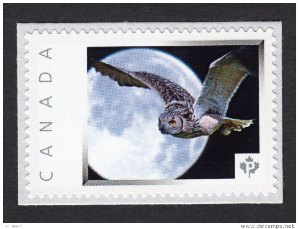 NEW !  OWL On A Moon Back Ground Picture Postage MNH Stamp,  Canada 2015 [p15/6ow4/3] - Owls