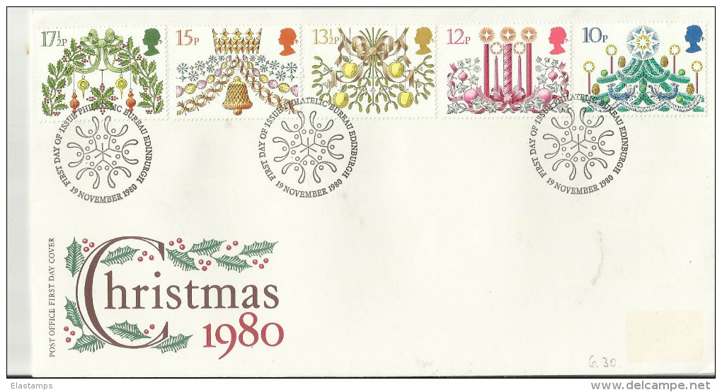 GB FDC  1980 Christmas - 1971-1980 Dezimalausgaben