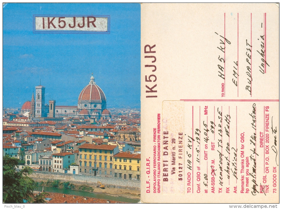 QSL-Karte Italien Firenze Florenz Florence IK5JJR 1989 D.L.F. G.I.R.F DLF GIRF Radio Card Carte Cartolina Funkkarte - Sonstige & Ohne Zuordnung