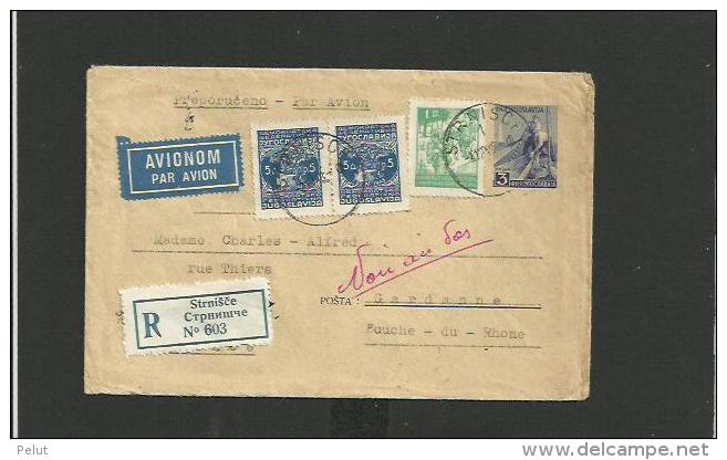 Entier Postal Yougoslavie 1948 Recommandé Pour La France  + Complément D'affranchissement - Storia Postale