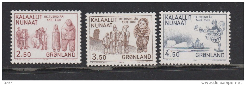 GROENLAND N°131/133 LES 100 ANS DE L'HISTOIRE DU GROENLAND NEUF SANS CHARNIERE - Unused Stamps
