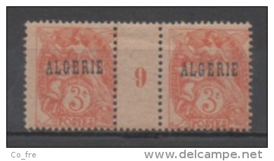 Algérie N°4**, Paire Avec Millésime 9 (1919 Papier GC) - Nuevos