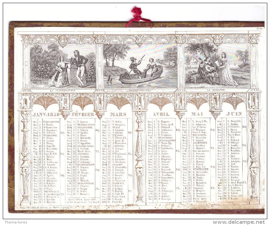Calendrier Tremblay Ed 1850 - Petit Format : ...-1900