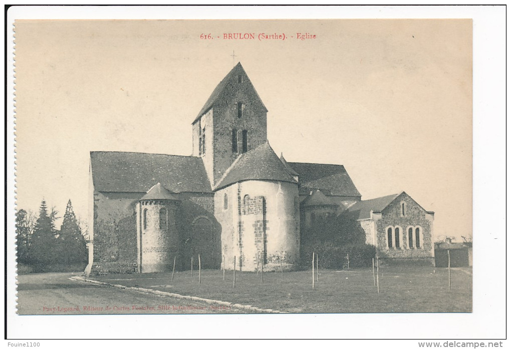 Carte  De  BRULON   L´ église   ( Recto Verso ) - Brulon