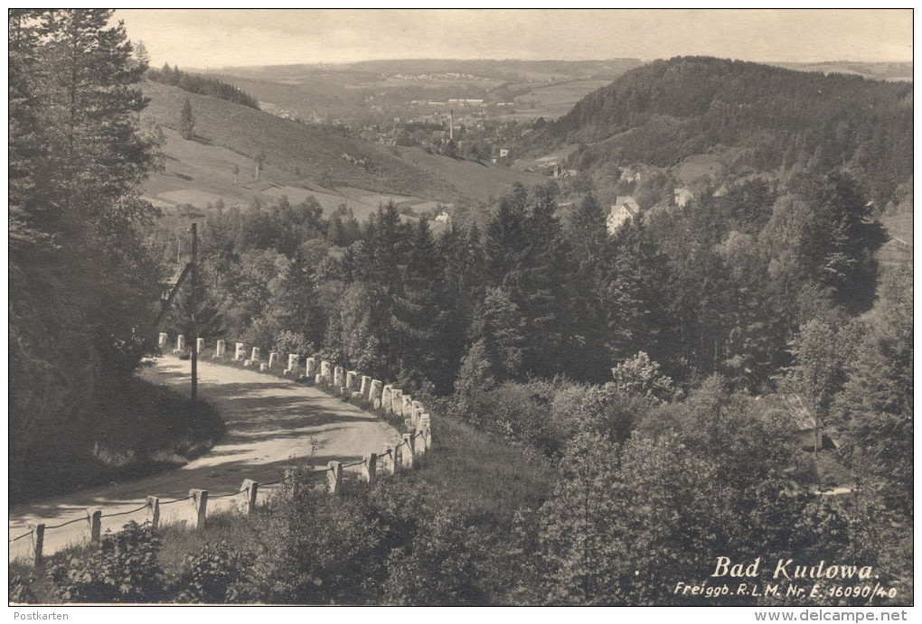 ALTE POSTKARTE STRASSE B. BAD KUDOWA FREIGABE DURCH REICHSLUFTFAHRTMINISTERIUM RLM Kudowa-Zdroj Schlesien Chudoba Polska - Schlesien