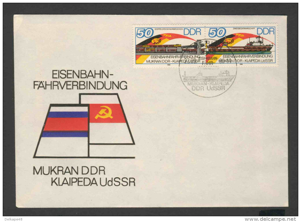 DDR Germany 1986 Letter / Brief + Mi 3052 /3 - Opening Mukran-Klaipeda Railway Ferry Service /  Eisenbahnfährverbindung - Trains