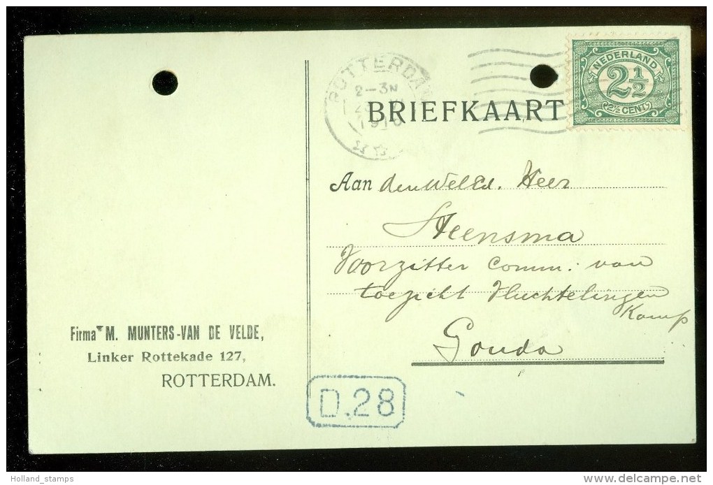 WW-1 * HANDGESCHREVEN BRIEFKAART COMITE VLUCHTELINGEN Uit 1916 Van ROTTERDAM Naar GOUDA (9819h)) - Brieven En Documenten